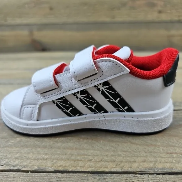 adidas Grand Court X Marvel Spiderman Shoes Toddlers White Black Red