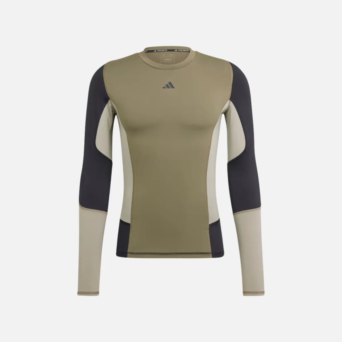 Adidas Techfit Colorblock Training Men's Training Long Sleeve T-shirt -Olive Strata/Olive Strata
