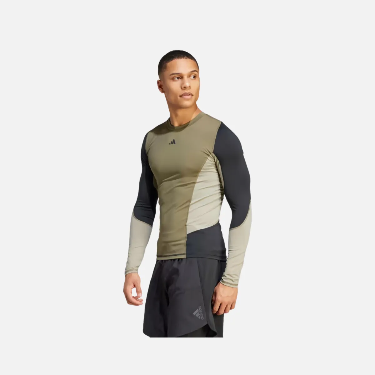Adidas Techfit Colorblock Training Men's Training Long Sleeve T-shirt -Olive Strata/Olive Strata