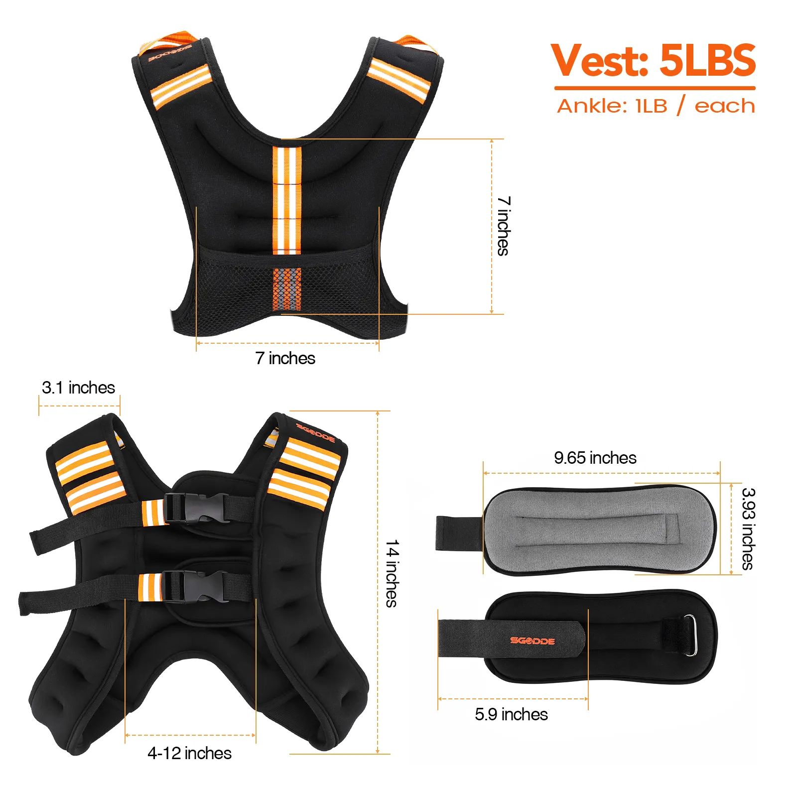 Adjustable Weighted Vest with Ankle Weight Strength Training