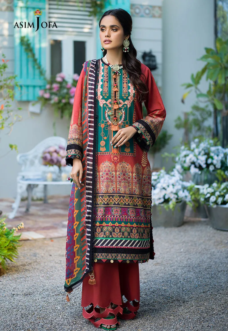 AJPR-12 | Asim Jofa Prints Rania Collection 2022 | Unstitched Embroidered Lawn Suits