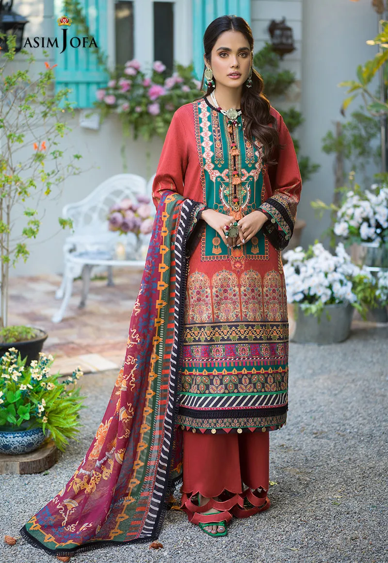 AJPR-12 | Asim Jofa Prints Rania Collection 2022 | Unstitched Embroidered Lawn Suits