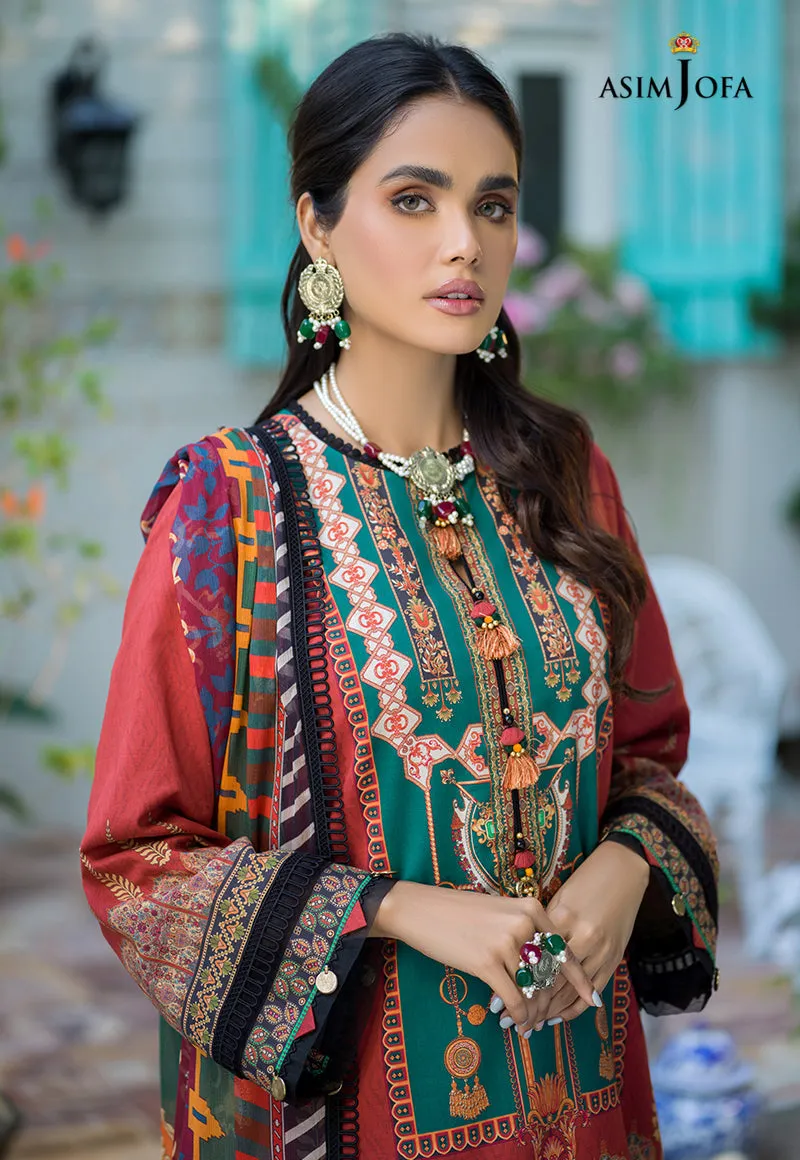 AJPR-12 | Asim Jofa Prints Rania Collection 2022 | Unstitched Embroidered Lawn Suits