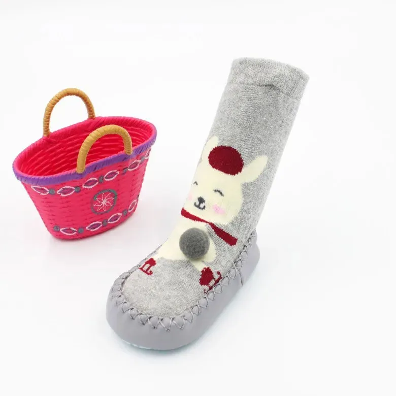 Animal anti-slip Sock Shoes for kids: Thick Terry Cotton with Rubber Soles