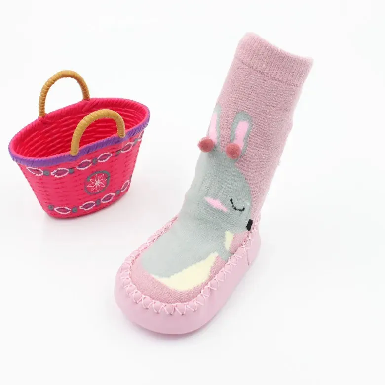 Animal anti-slip Sock Shoes for kids: Thick Terry Cotton with Rubber Soles