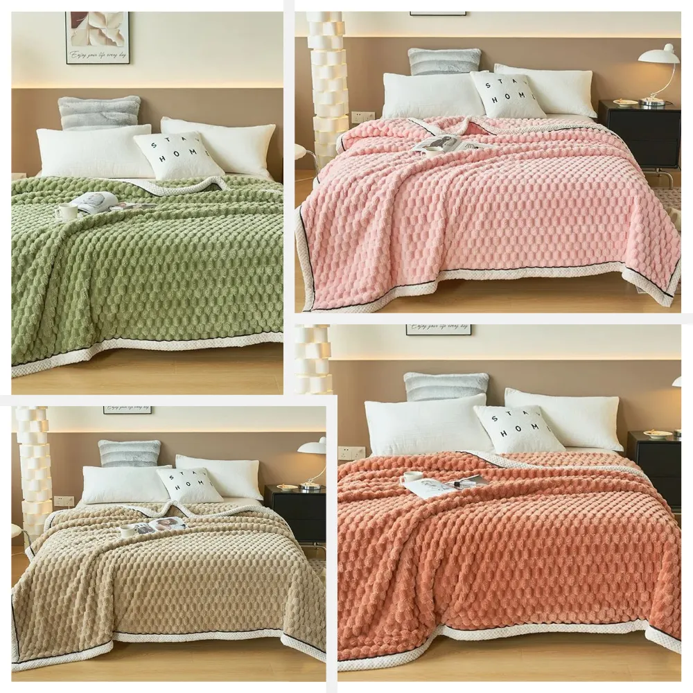 Anyhouz Blanket Green Velvet Autumn Warm Soft Fluffy Comfortable Throw Blanket