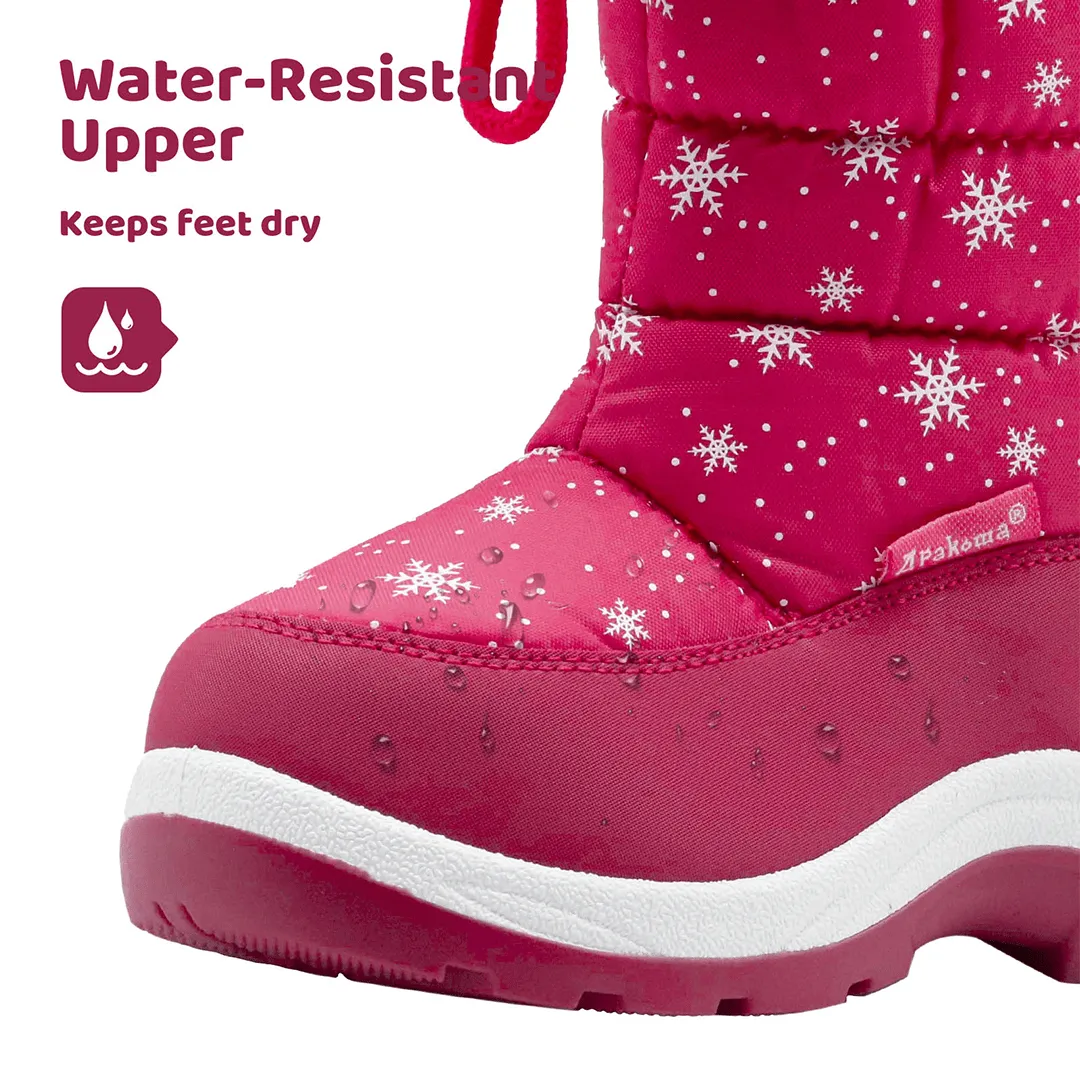 Apakowa Girls Winter Snow Boots with Side Zipper for Toddler/Little Kid-DJFSJXN-H3304-peach