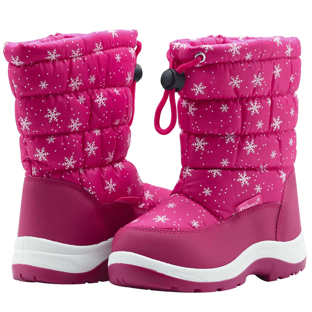 Apakowa Girls Winter Snow Boots with Side Zipper for Toddler/Little Kid-DJFSJXN-H3304-peach