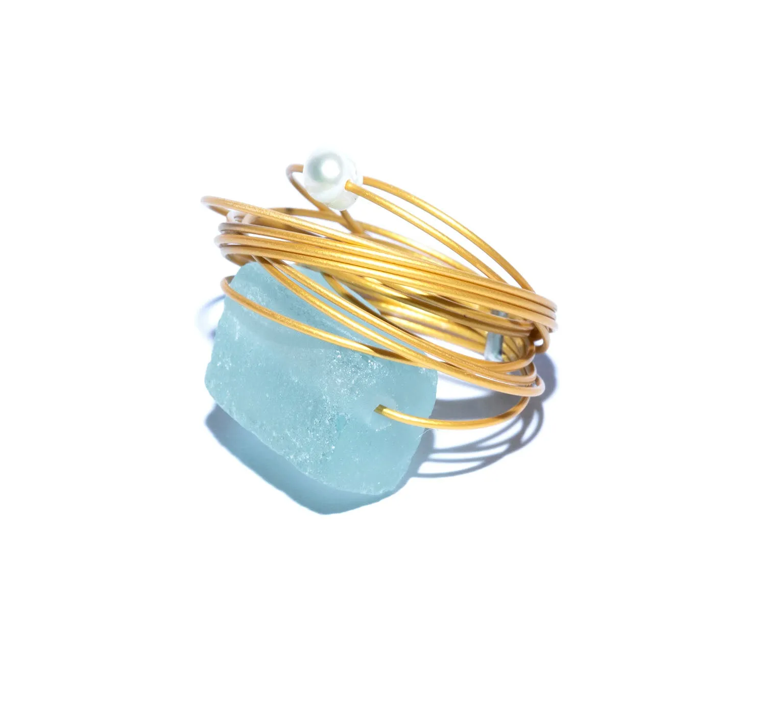 Aquamarine Crystal Ring