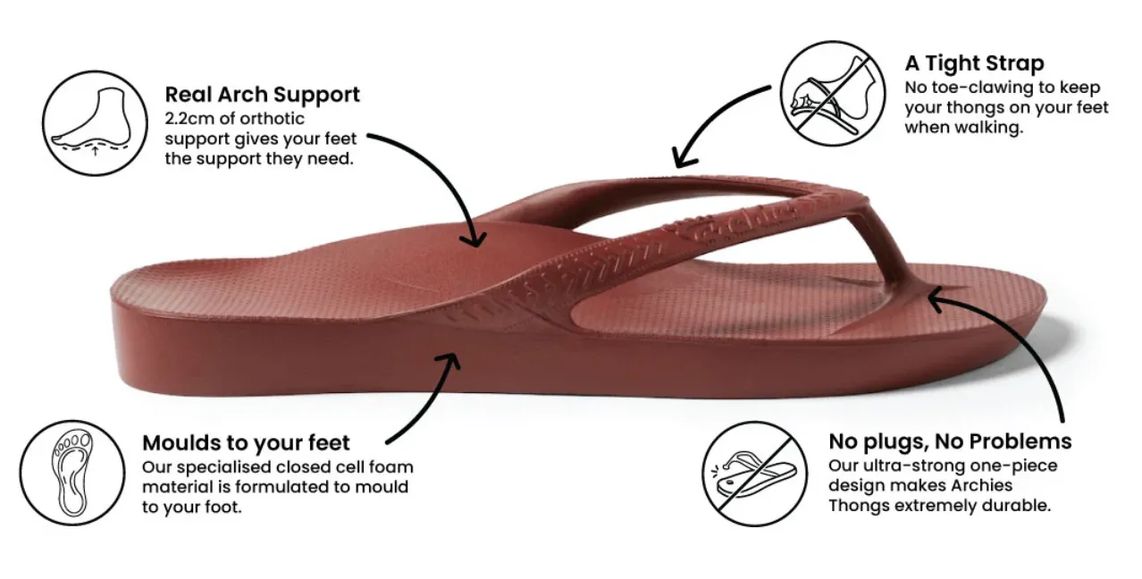 Archies: Arch Support Thongs - Sangria