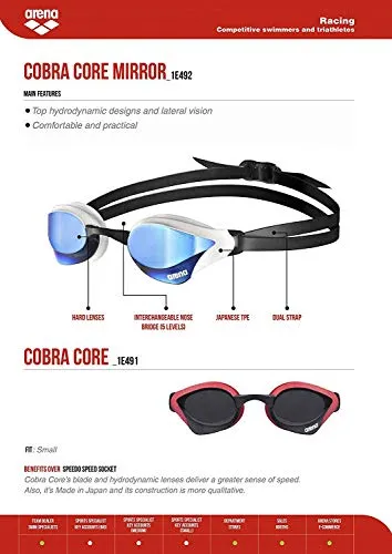 arena Cobra Core Swim Goggles Smoke, Army, Black