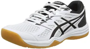 ASICS Women's Upcourt 4 White/Black Indoor Court Shoes-7 UK (40.5 EU) (9 US) (1072A055)