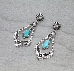 Aster Concho Post Open Tie Fashion Earrings - Turquoise