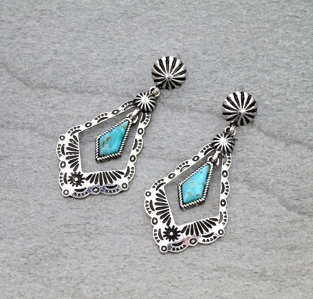 Aster Concho Post Open Tie Fashion Earrings - Turquoise