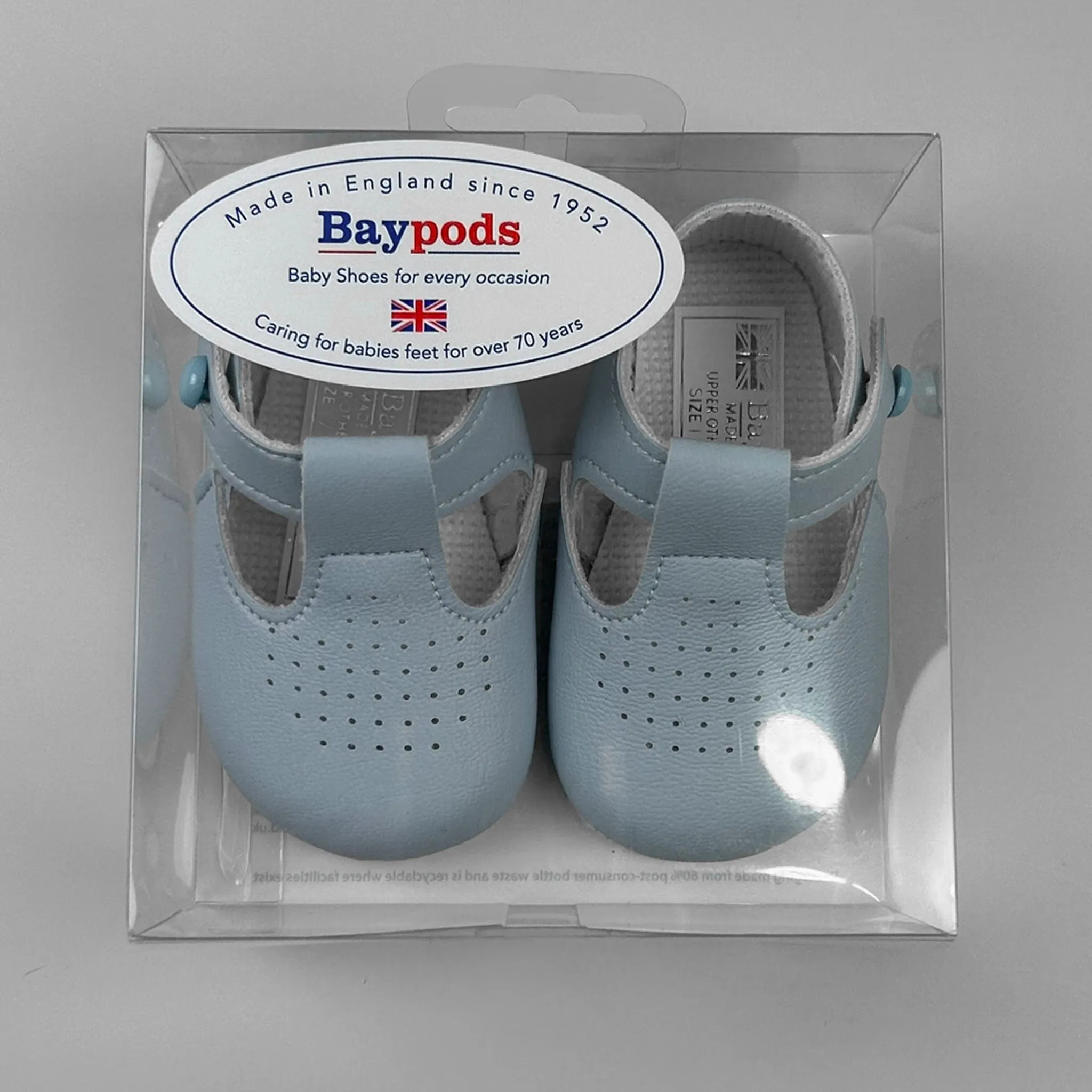 Baby Boy Blue Pram Shoes with Soft Sole and T Bar