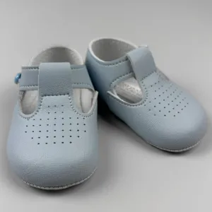 Baby Boy Blue Pram Shoes with Soft Sole and T Bar