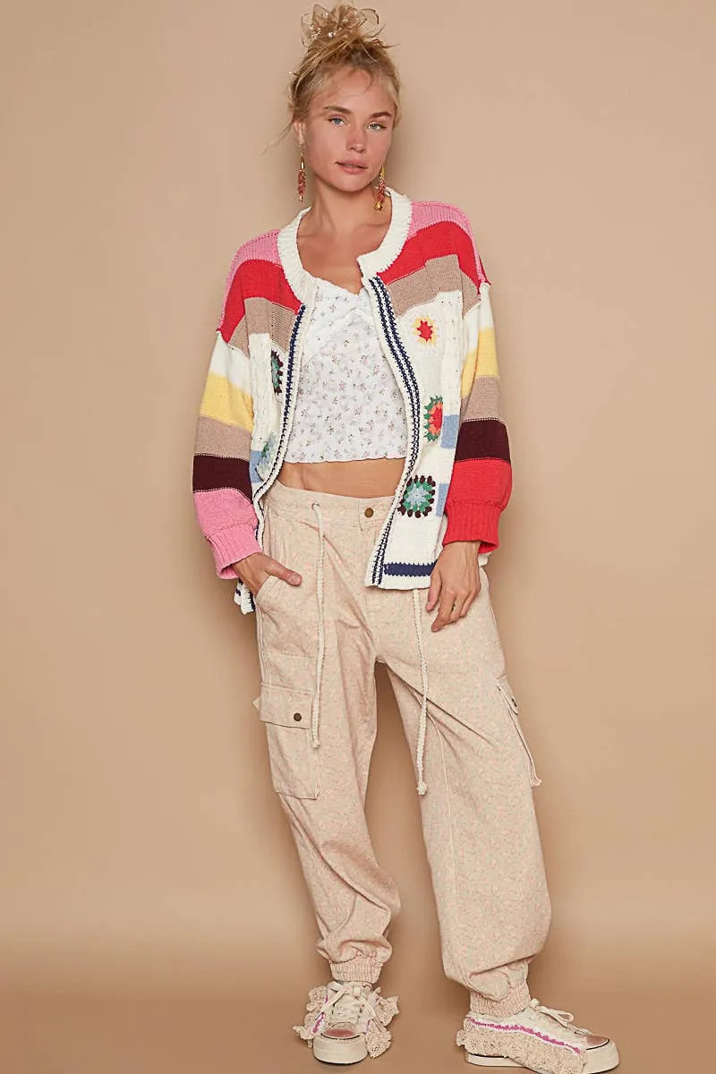 Balloon Sleeve Handmade Patch Open Cardigan /Stuffology Boutique