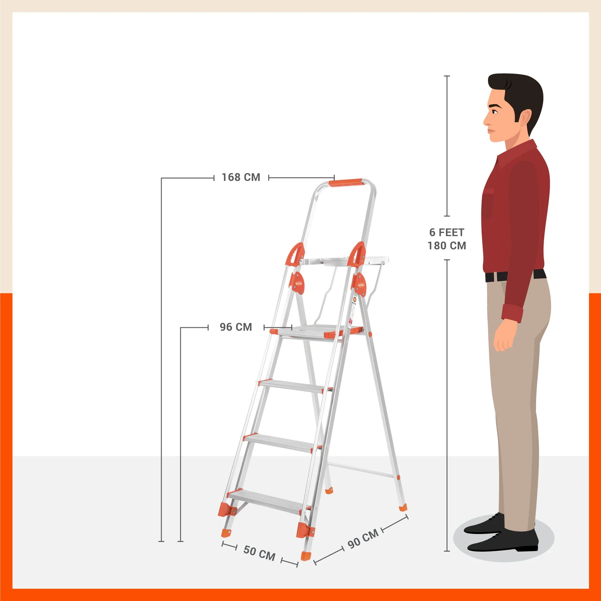 Bathla Zenith Plus 4-Step Foldable Aluminium Ladder For Home