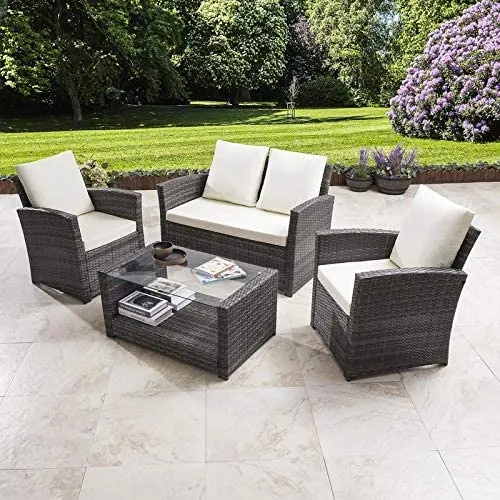 BIG 4PC Rattan Furniture (MIXED GREY)