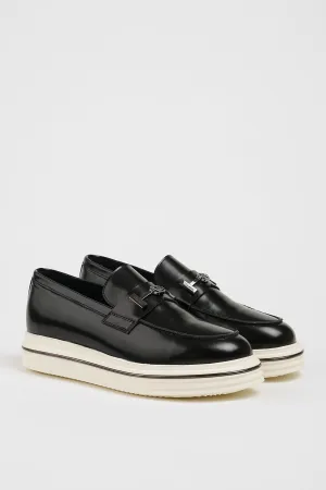 Black Calf Buckle Slip-on