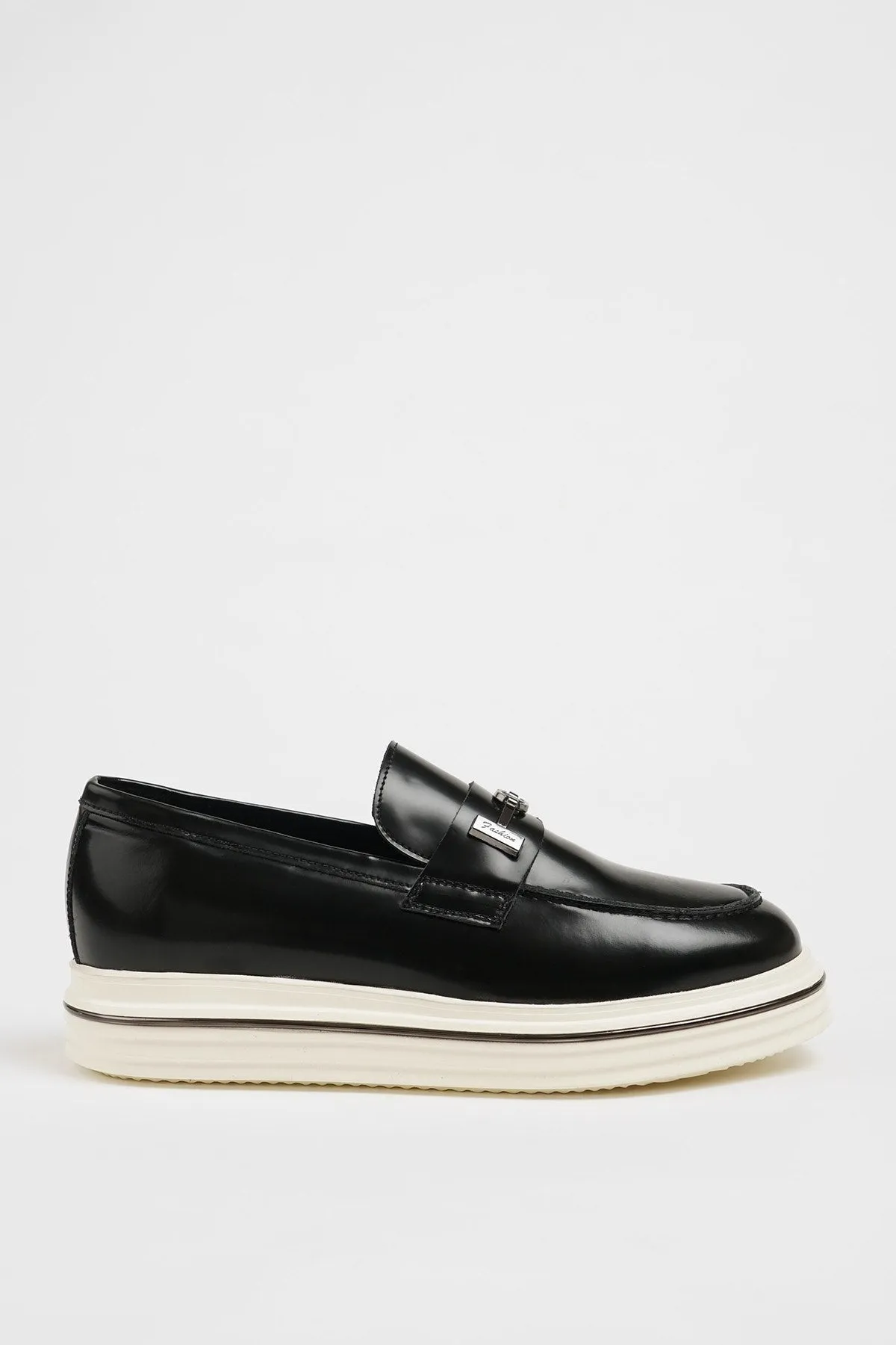 Black Calf Buckle Slip-on