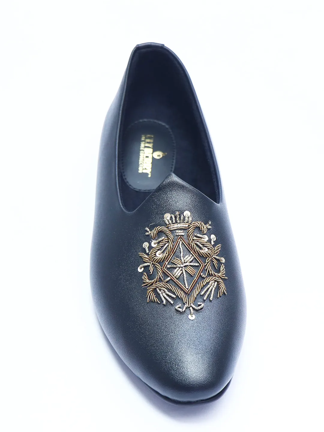 Black Matte Shoes with Embroidery for Men