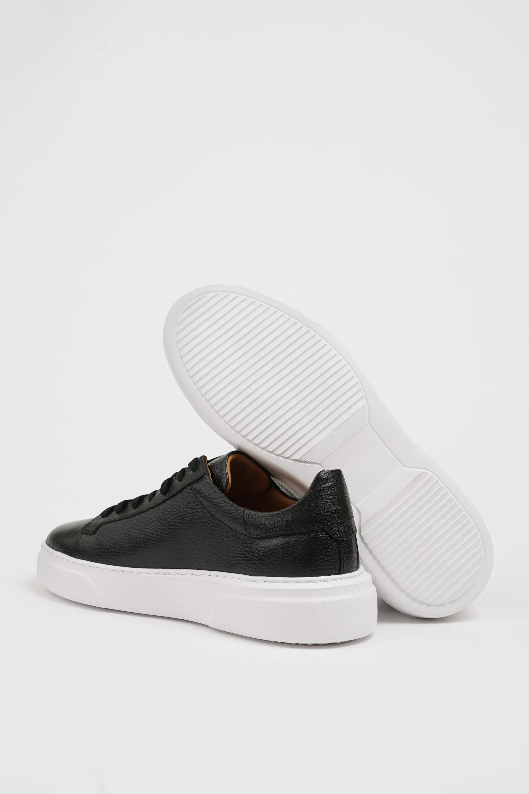 Black Milled Leather Sneakers SD-036