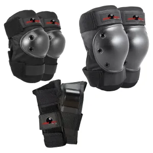 Black Pads for Bike, Skate, and Scooter, 3Pk, Youth 8 