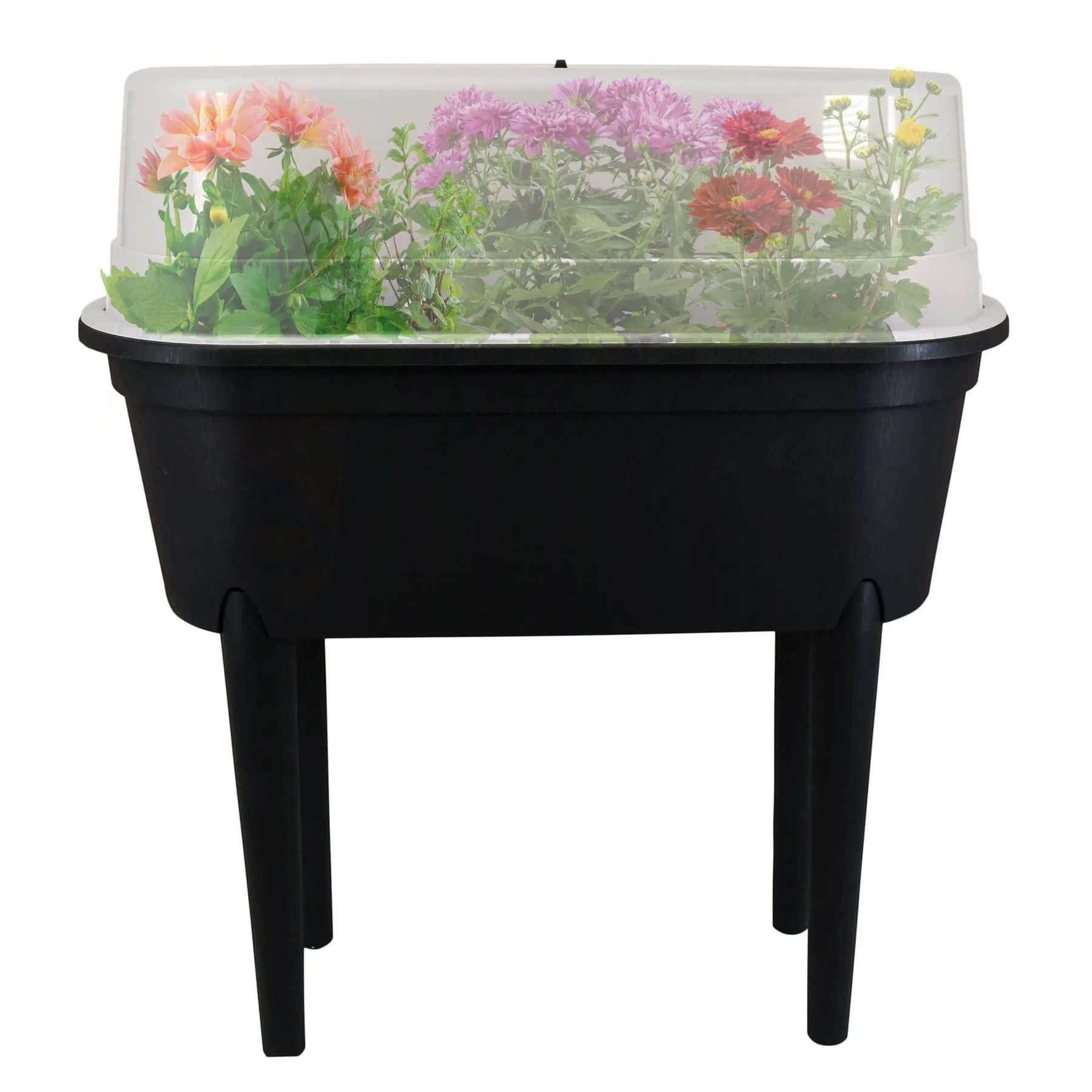 Black Raised Garden Bed Planter With Lid and Legs