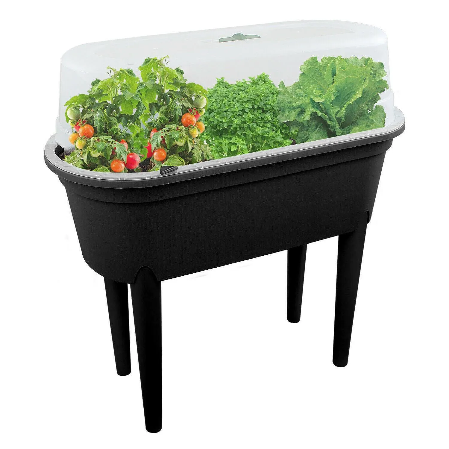 Black Raised Garden Bed Planter With Lid and Legs