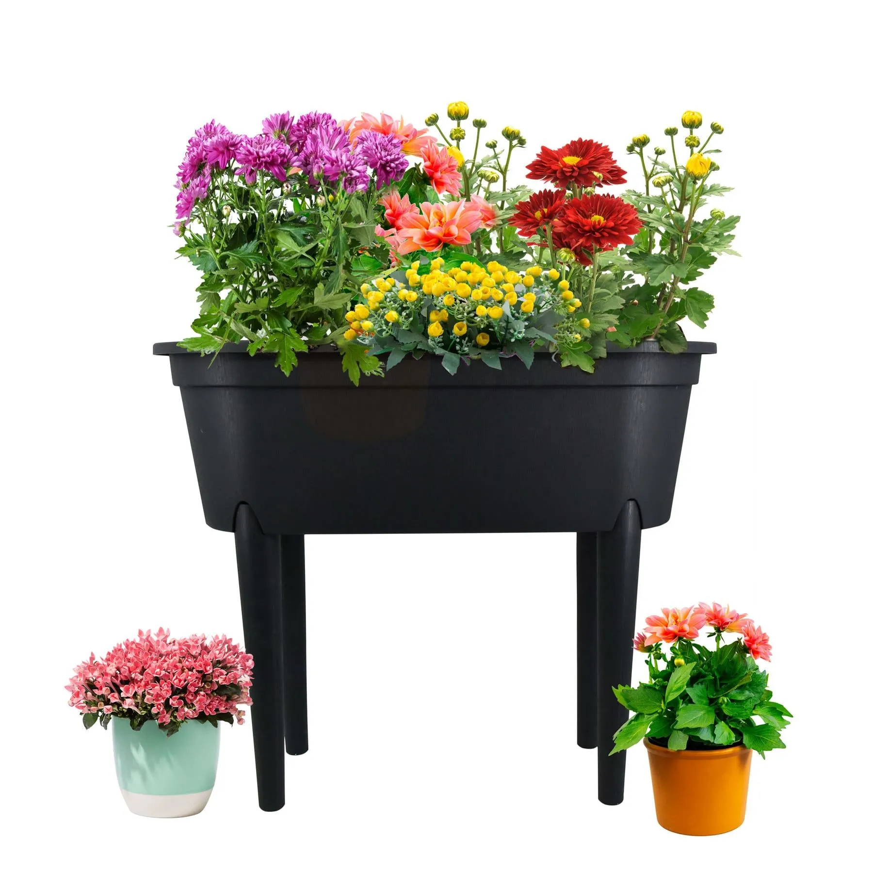 Black Raised Garden Bed Planter With Lid and Legs