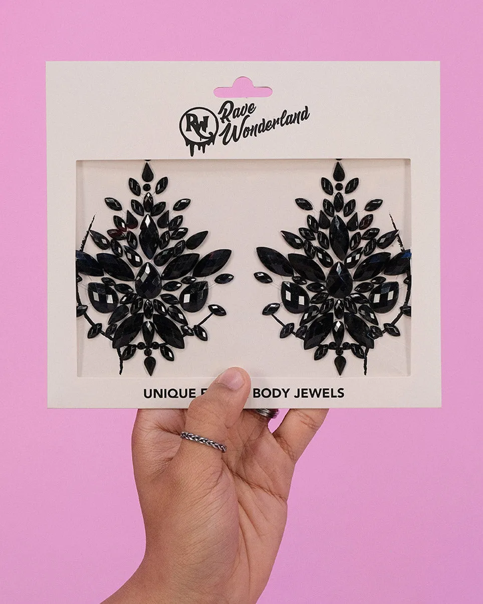Black Rhinestone Self-Adhesive Jewel Pasties