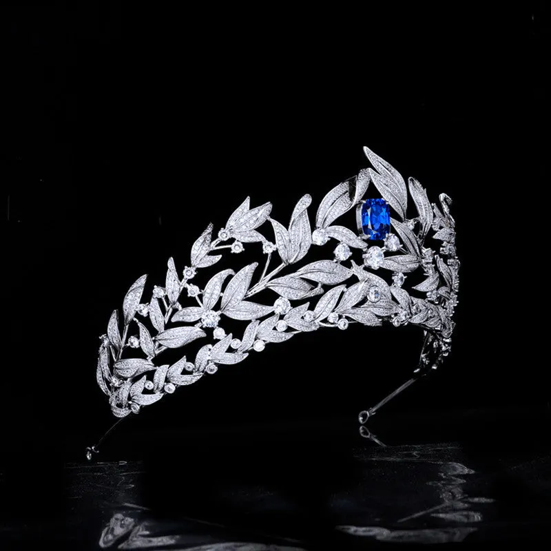 Blue Gem Bride Crown Micro-inlaid Full Zircon Bridesmaid