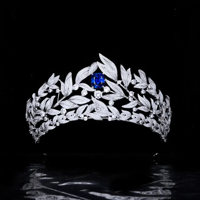 Blue Gem Bride Crown Micro-inlaid Full Zircon Bridesmaid