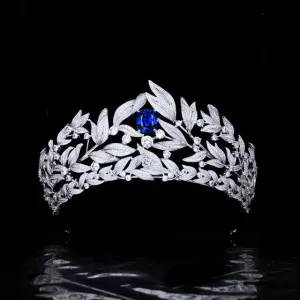 Blue Gem Bride Crown Micro-inlaid Full Zircon Bridesmaid