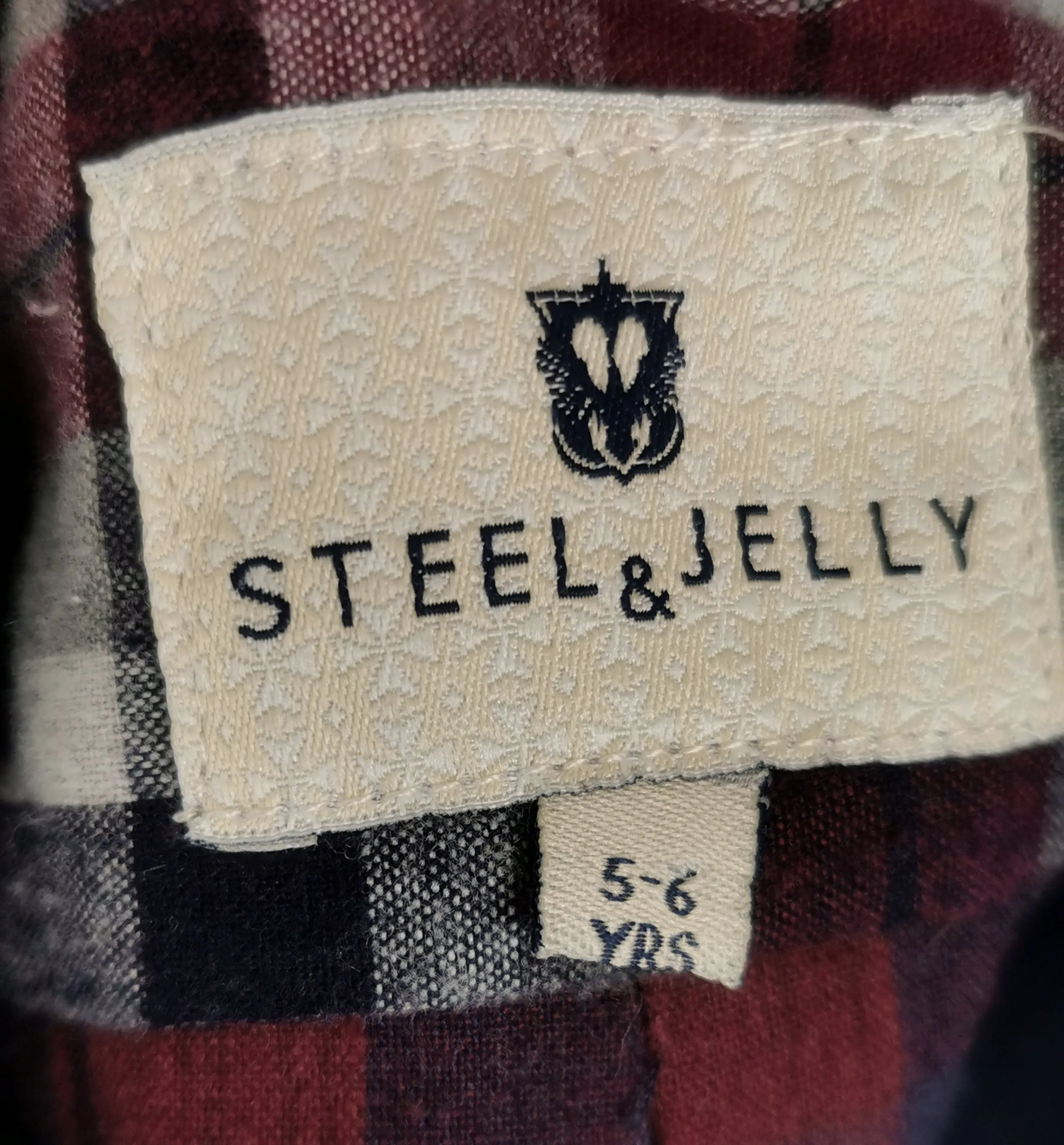 BOY SIZE 5/6 YEARS - STEEL & JELLY, Flannel Dress Shirt VGUC B33