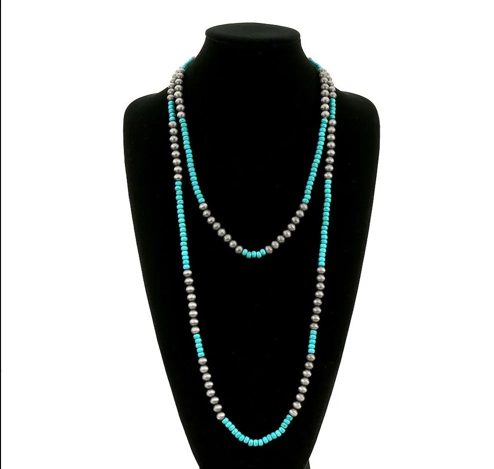 Brietta Navajo pearl & Bead Necklace - 60"