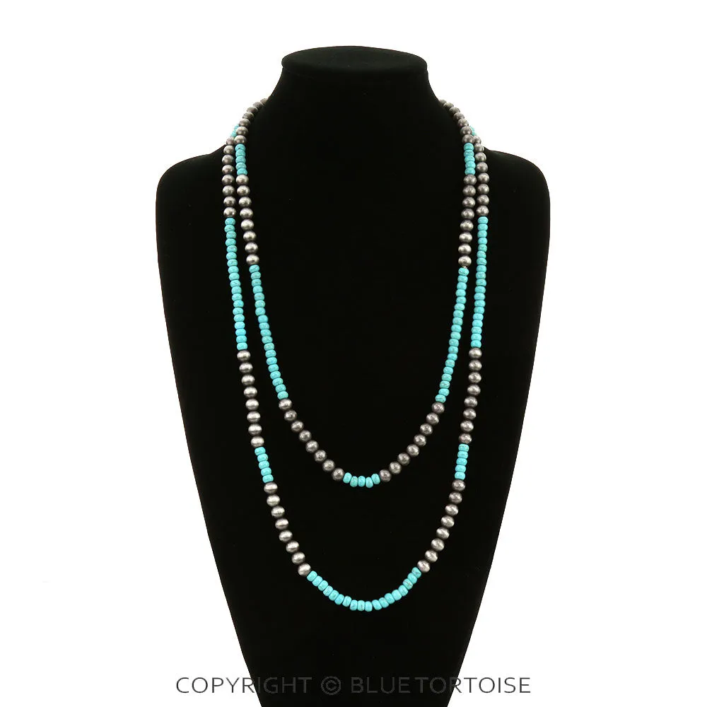 Brietta Navajo pearl & Bead Necklace - 60"