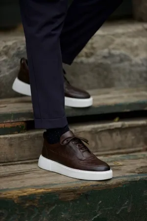 Brown Quilted Leather Sneakers