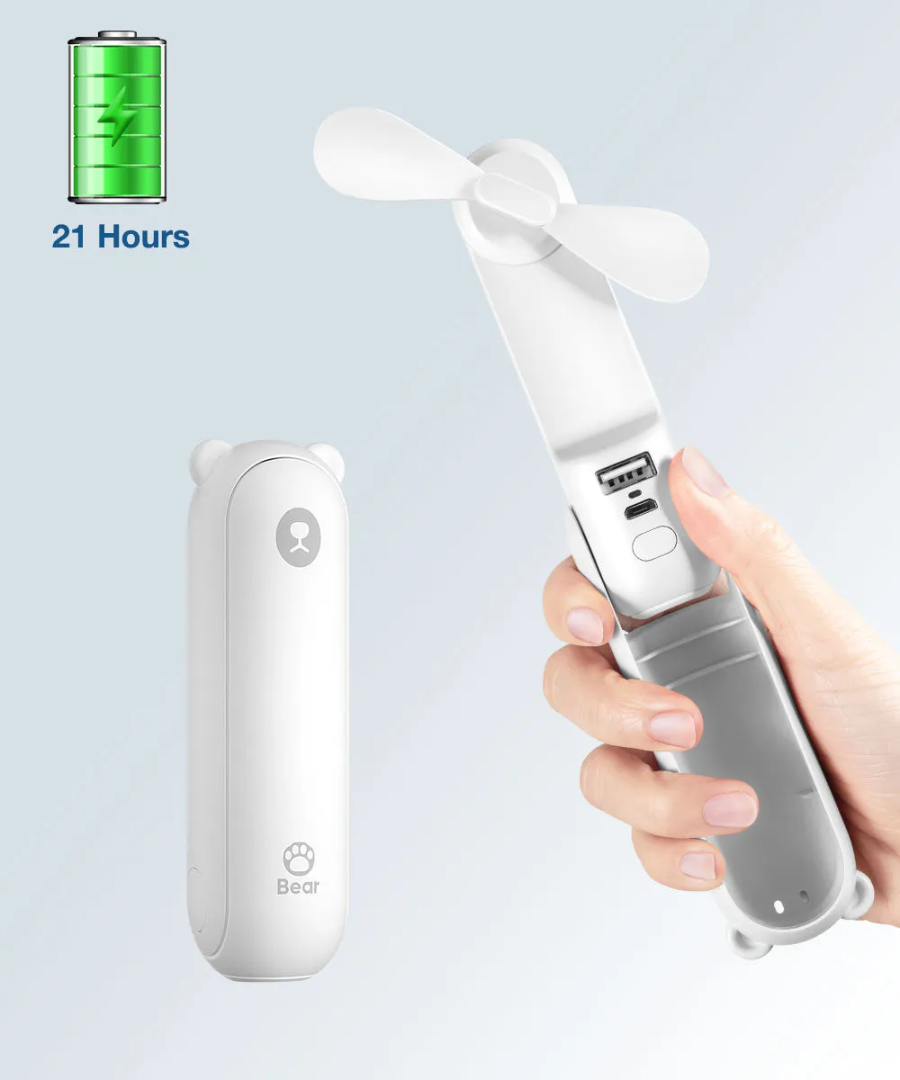 BuggyGear USB Rechargeable Bear Fan - White