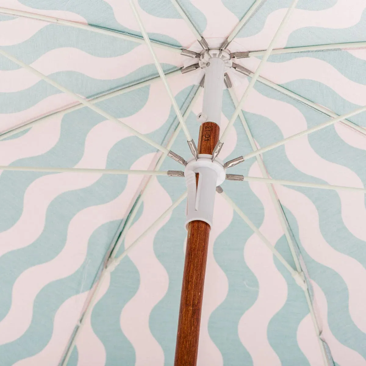 Business & Pleasure - Holiday Beach  Umbrella - Ocean Green & Pink Stripe