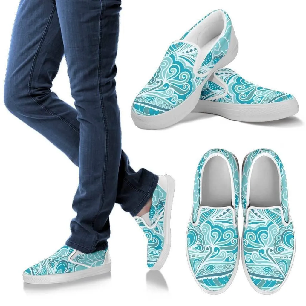 Calm In Blue Slip Ons