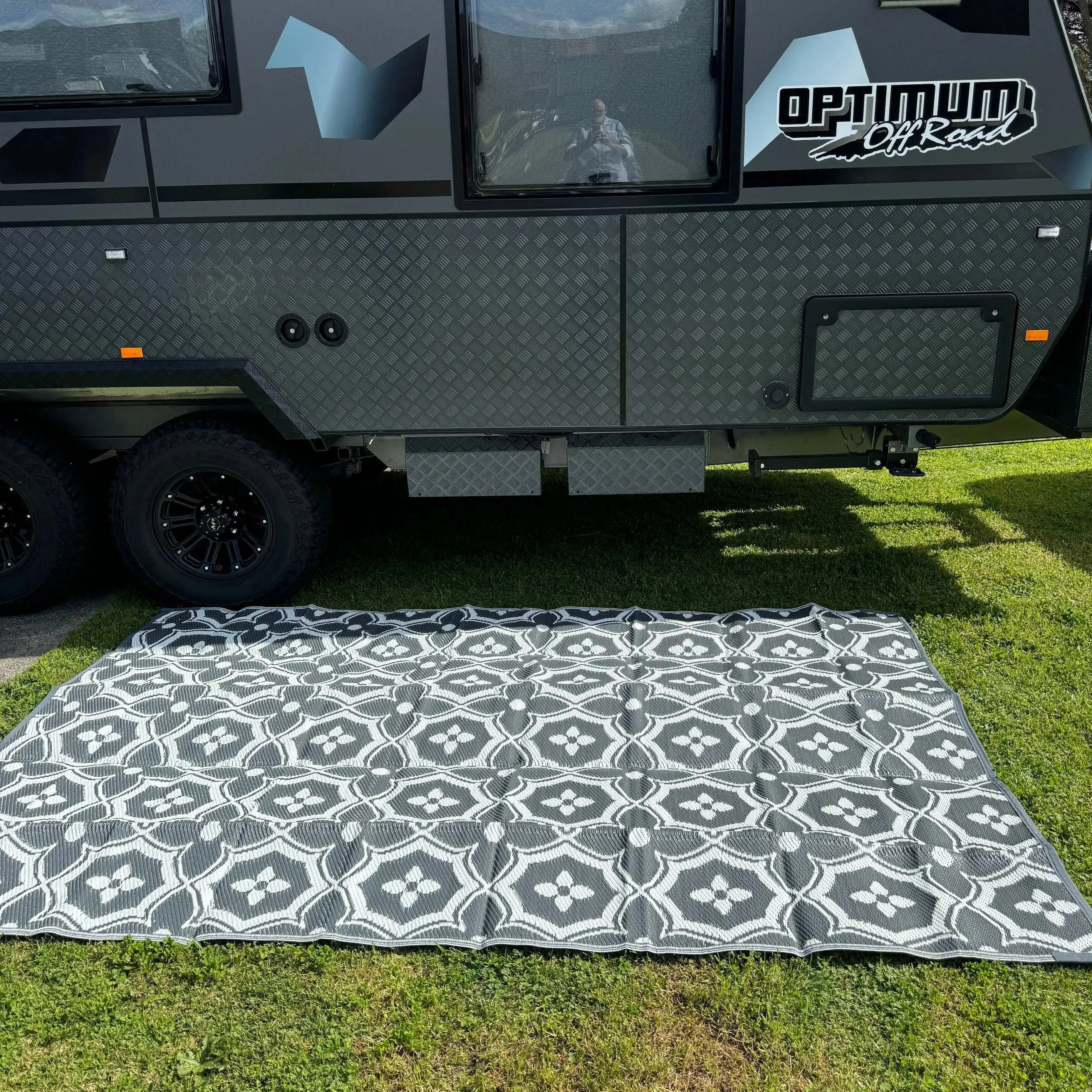 Caravan Camping Mat Classic Grey White 1.8m x 2.74m