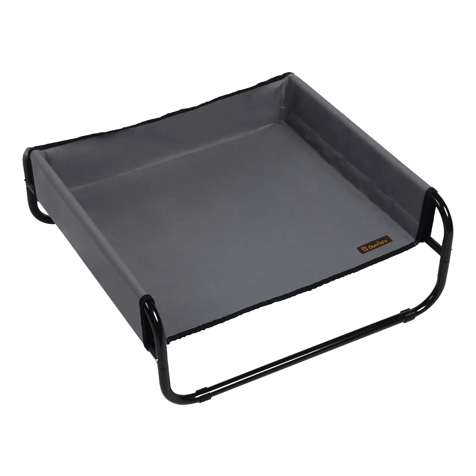 Charlie's High Walled Outdoor Trampoline Dog Bed Grey Medium