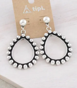 Charlotte Silver Bead Post Studded Drop Earrings
