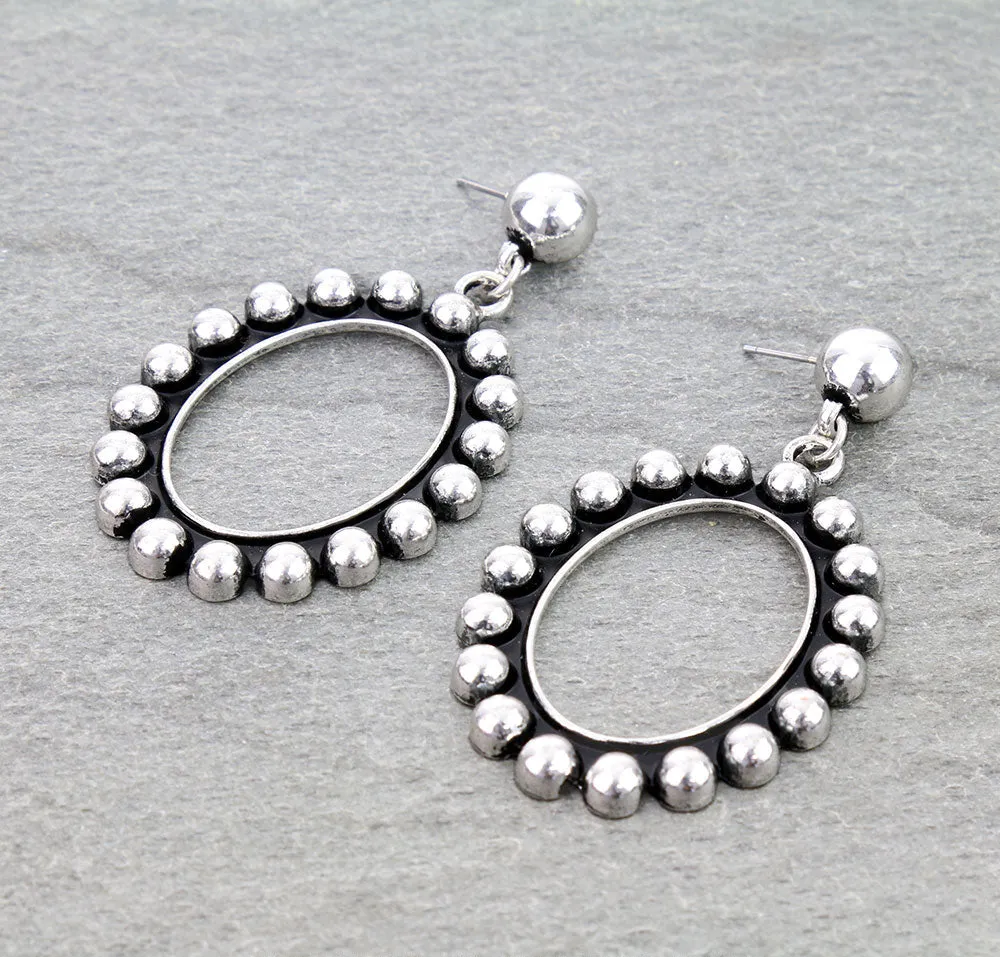 Charlotte Silver Bead Post Studded Drop Earrings
