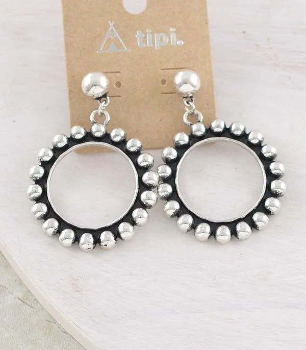 Charlotte Silver Bead Post Studded Drop Earrings