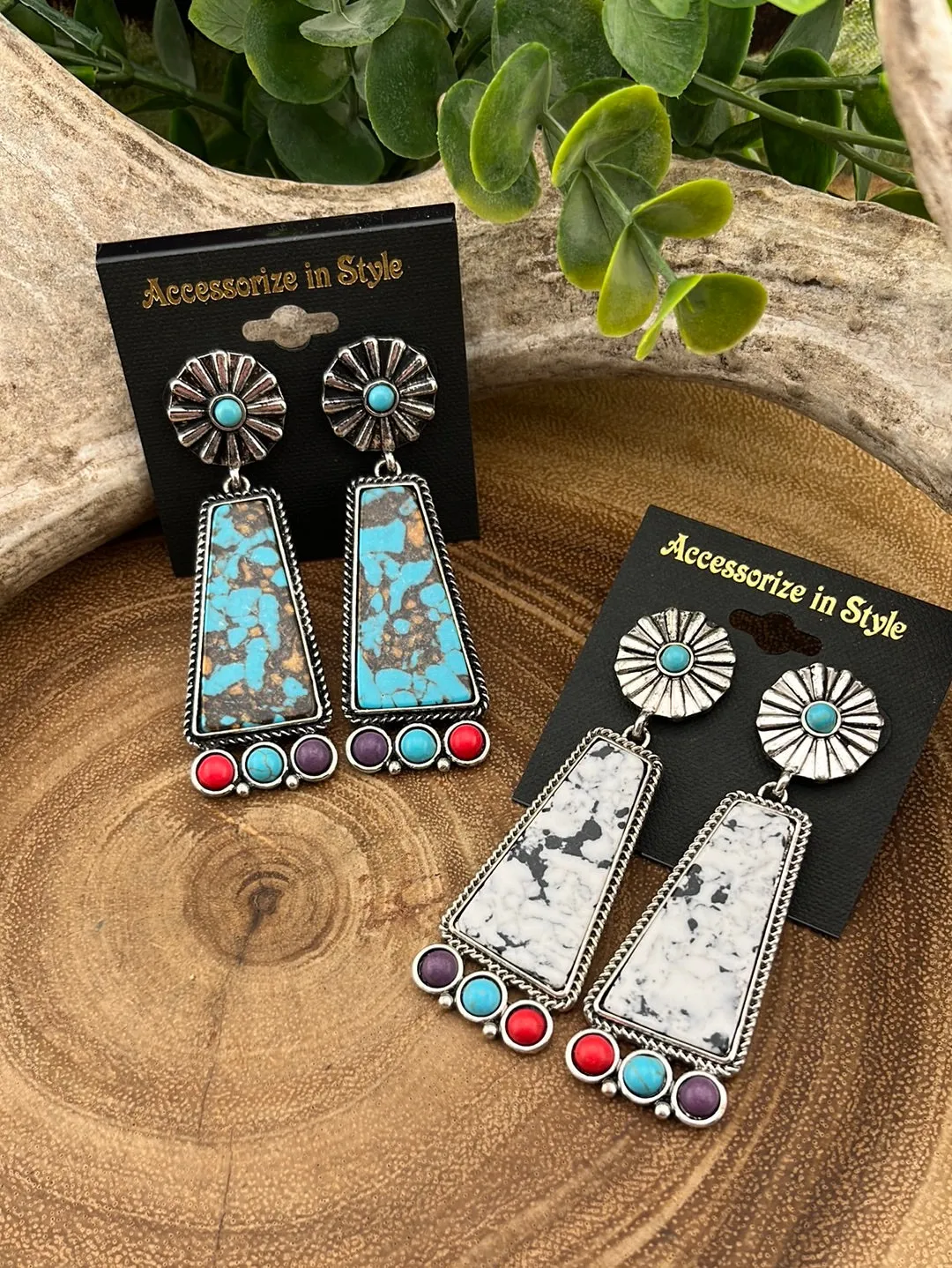 Chinook Handmade Concho Post Trapezoid Earrings