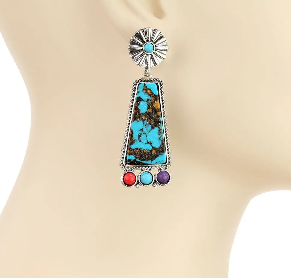 Chinook Handmade Concho Post Trapezoid Earrings