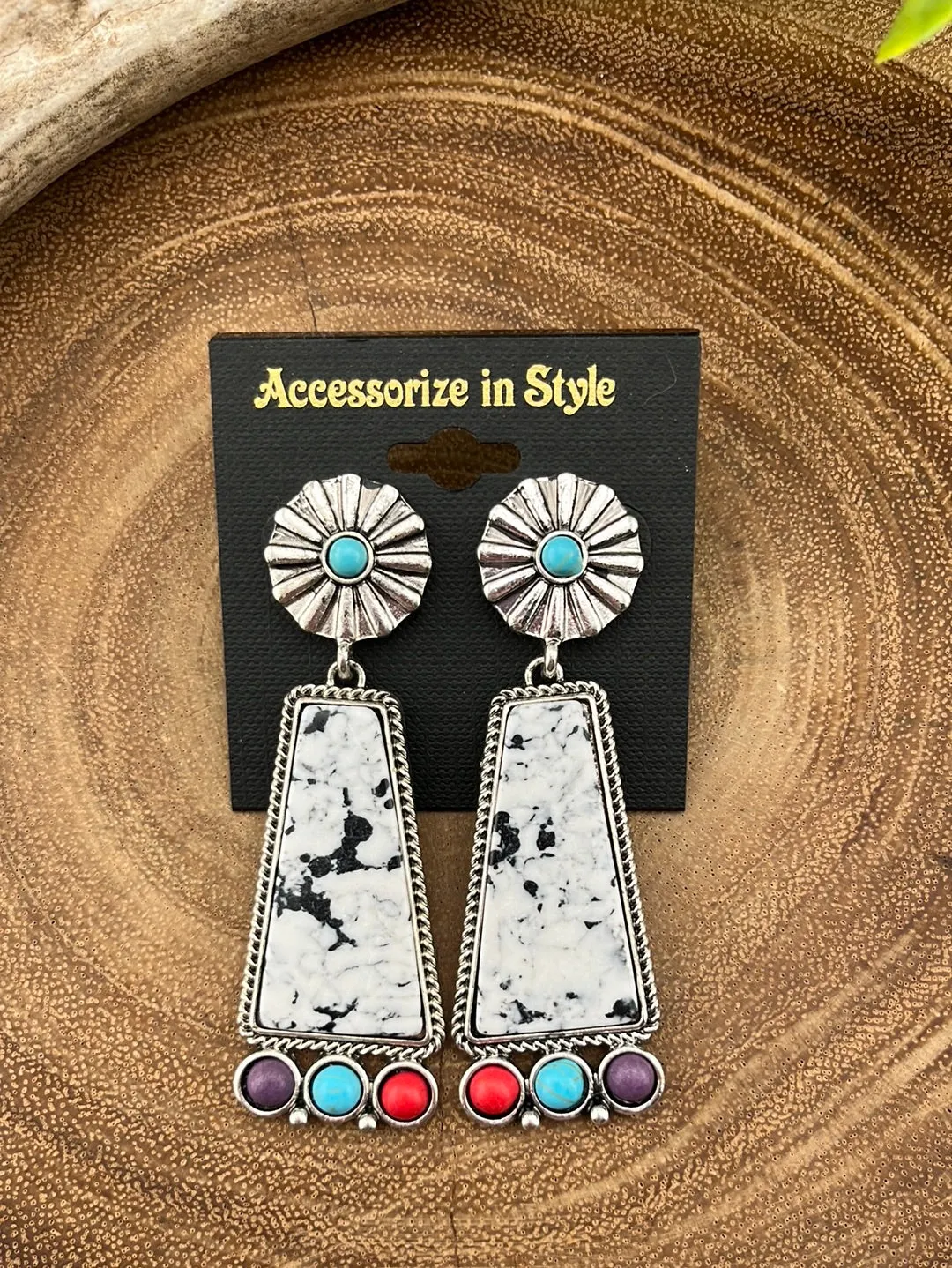 Chinook Handmade Concho Post Trapezoid Earrings